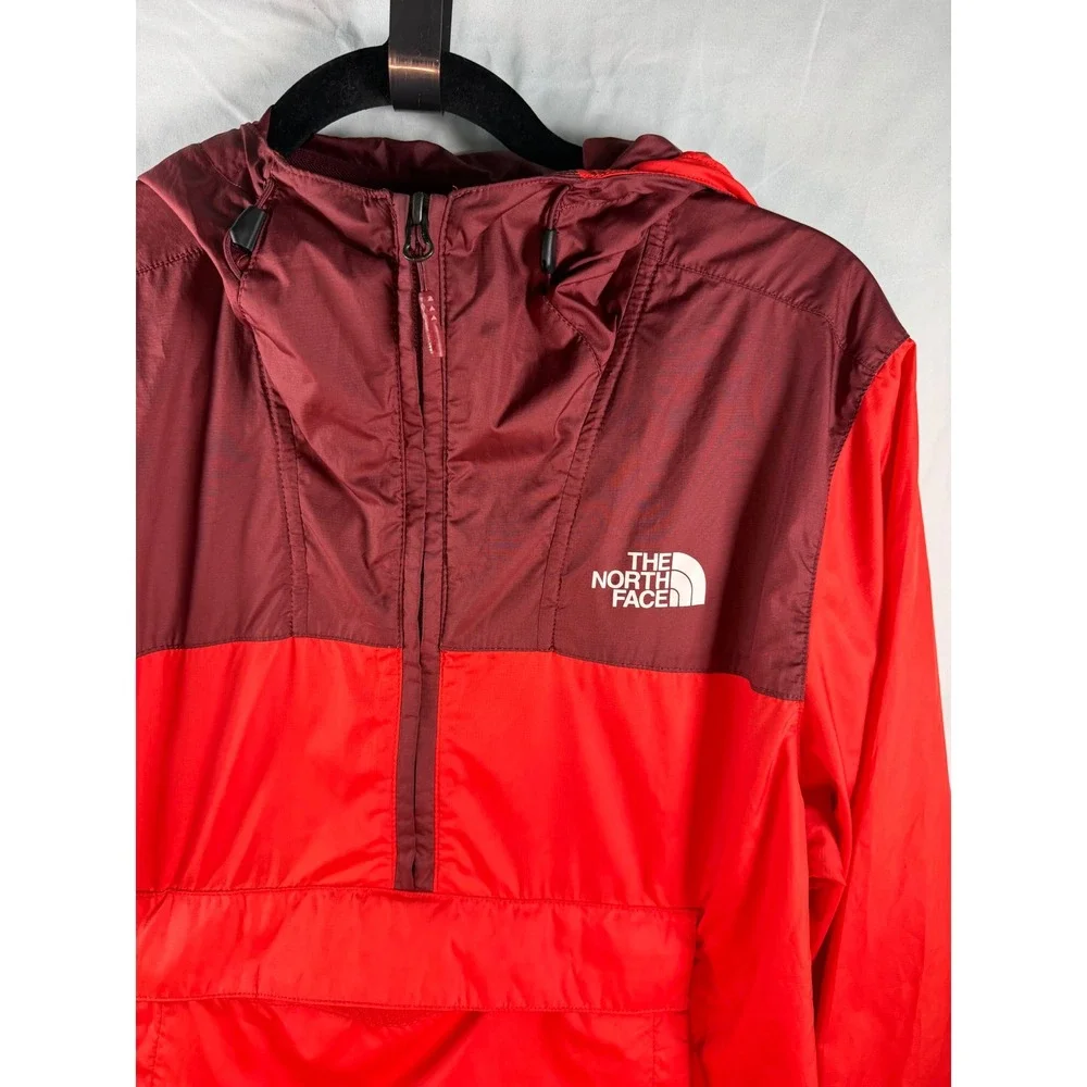 The North Face Fanorak Mens Small Red Burgundy Windbreaker‎ Jacket Quarter Zip